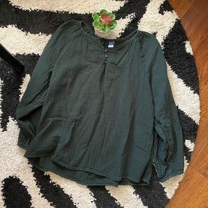Old Navy Green Peasant Blouse Medium